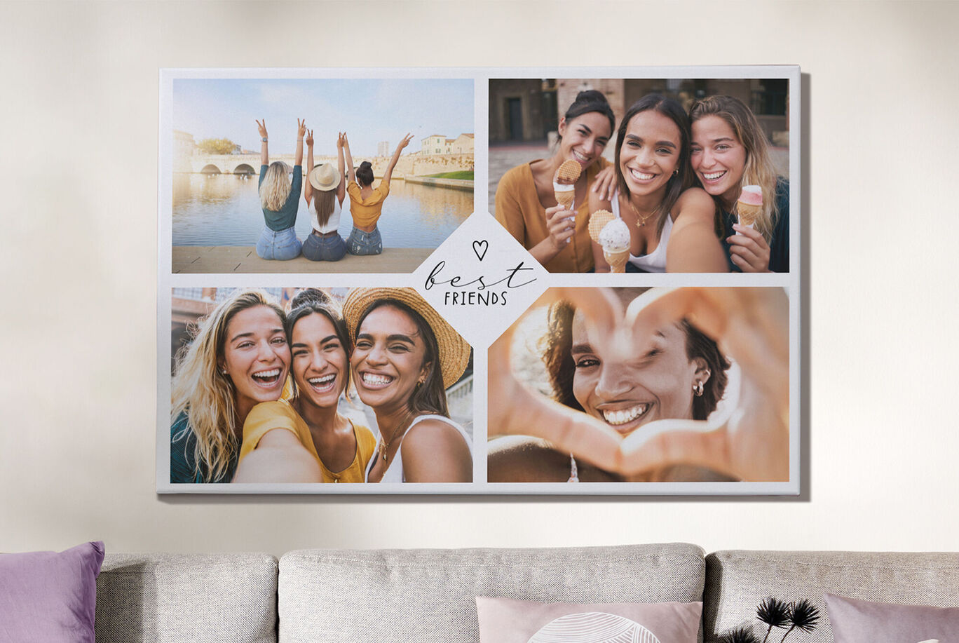 Collage von Freunden beim Feiern und Genießen von Momenten