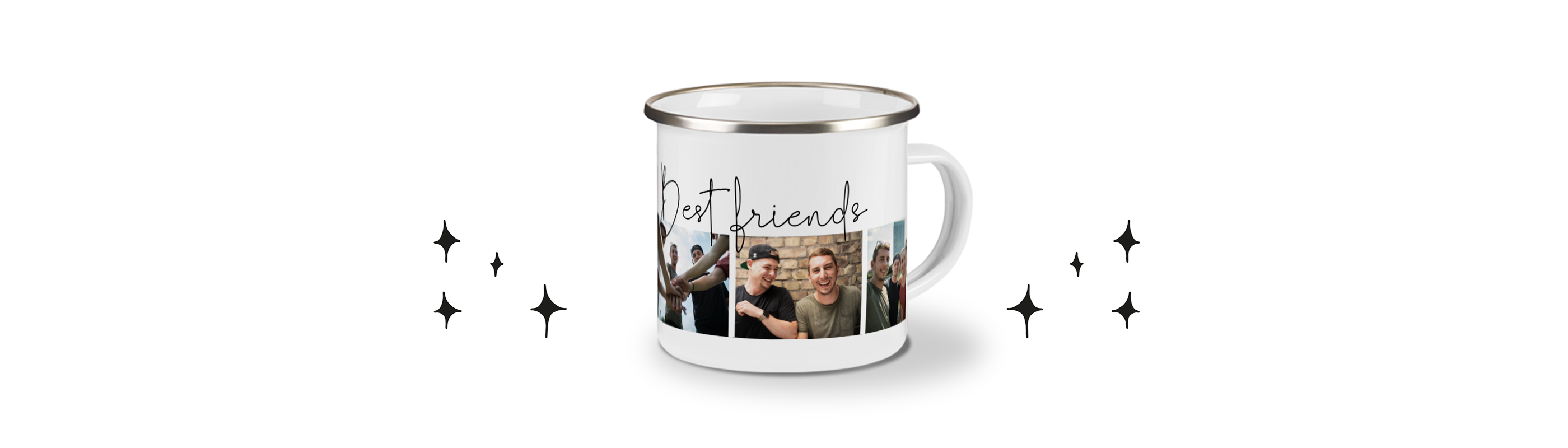 Eine Tasse mit Bildern von Freunden und dem Text "Best Friends". Wundervolles Geschenk für besondere Momente.